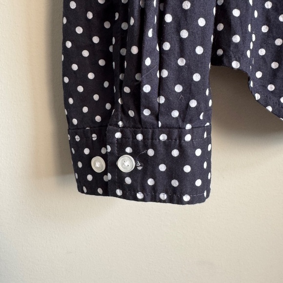 Jones New York Sport Women's Long Sleeve Polka Dot Button Up Blouse Black Medium - Picture 2 of 14